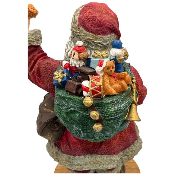 Christmas Santa Claus Resin Polystone Figure 10.5 Inches Tall with Bag of Toys & - Picture 4 of 9